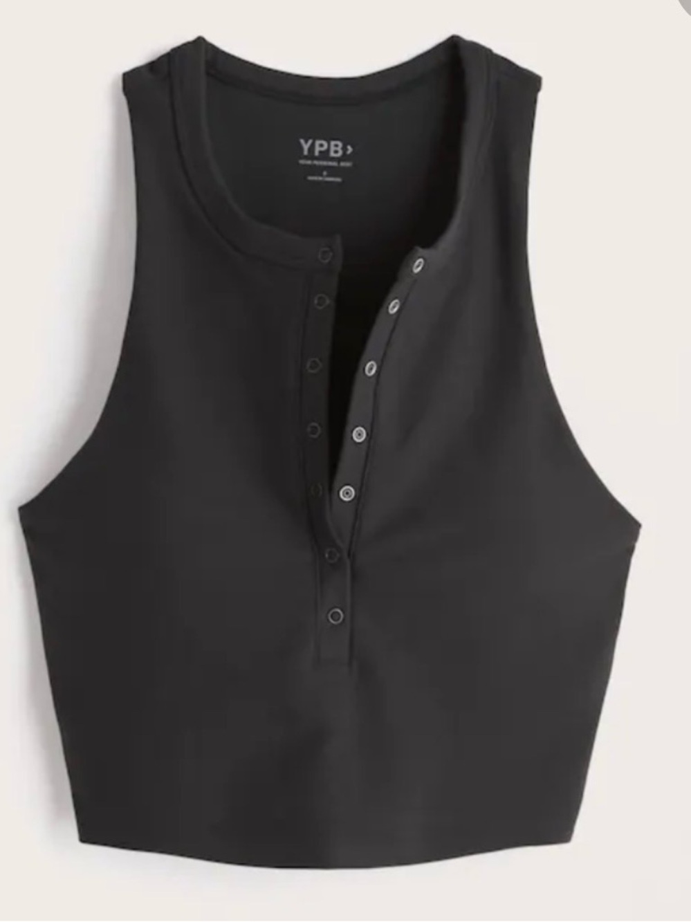 Abercrombie & Fitch Black Snap-Front Crop Tank